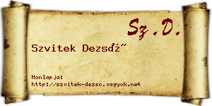 Szvitek Dezső névjegykártya